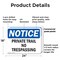 Signmission Private Trail No Trespassing OSHA Notice Sign, Plastic, 24in W x 18in L, 2PK OS-2PACK-NS-P-1824-L-17874 - alternate 6